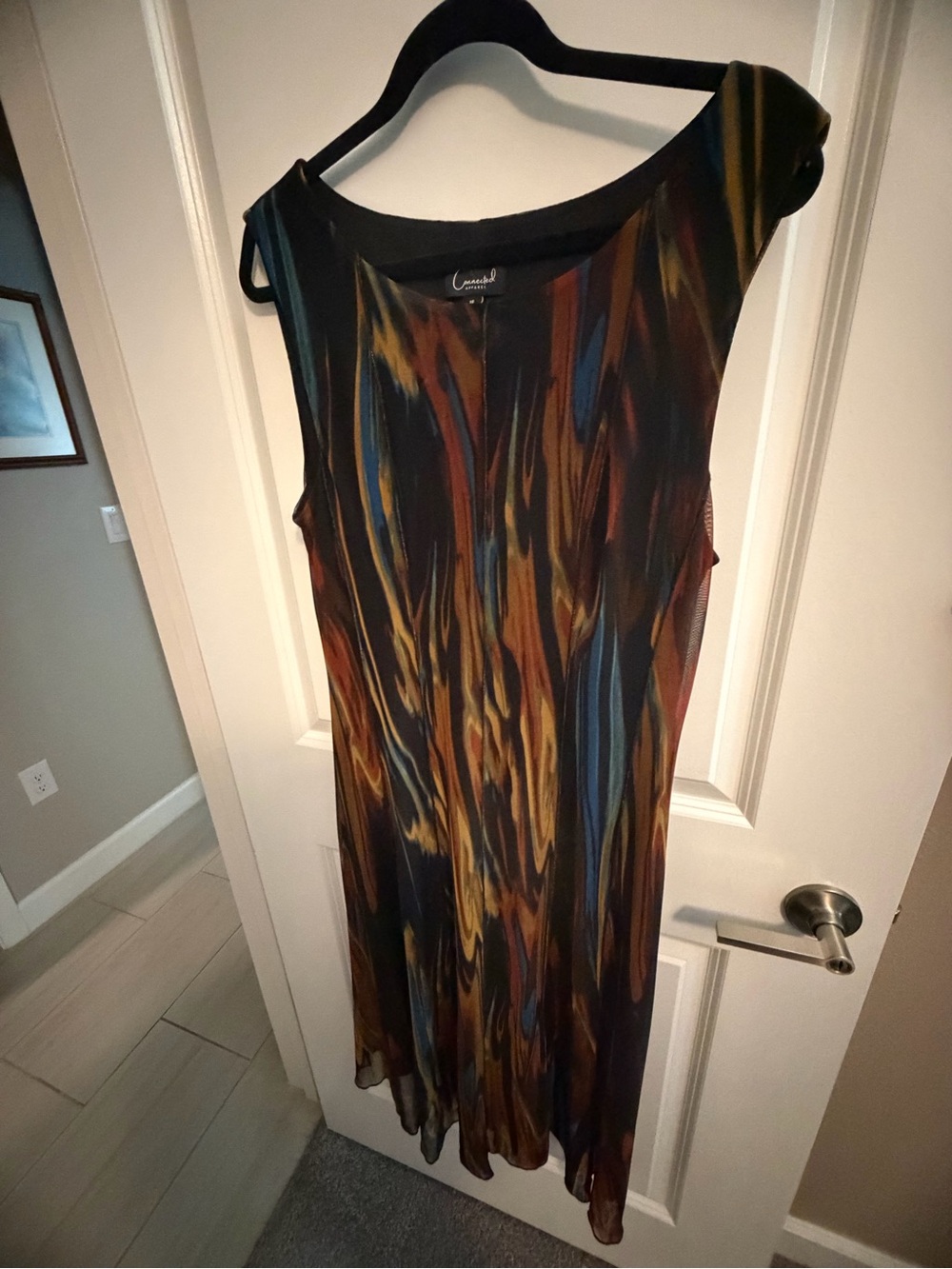 connected apparel Multicolor Maxi Dress with Blue and Gold Streaks